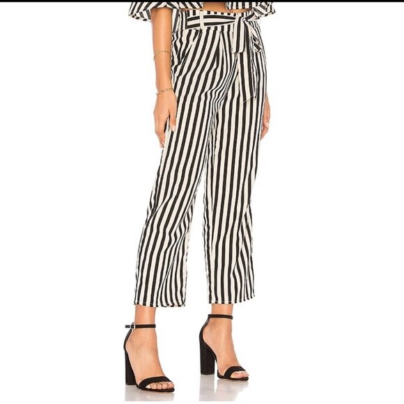REVOLVE AMUSE SOCIETY Black Stripe Crop Trousers - Picture 3 of 16